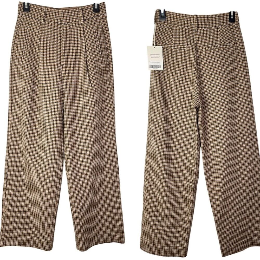 New Everlane The Draper High Rise Wide Leg Wool Houndstooth Pants - Picture 12 of 12
